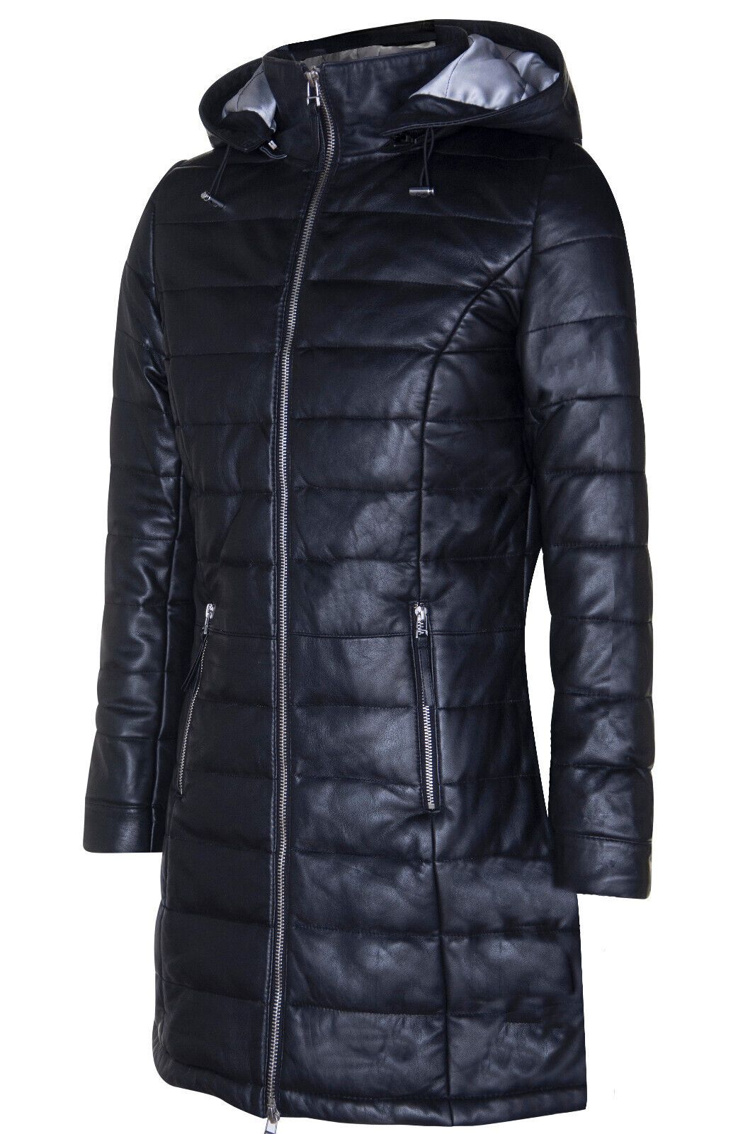 Infinity Leather Leather Puffer Parka Jacket-Andria