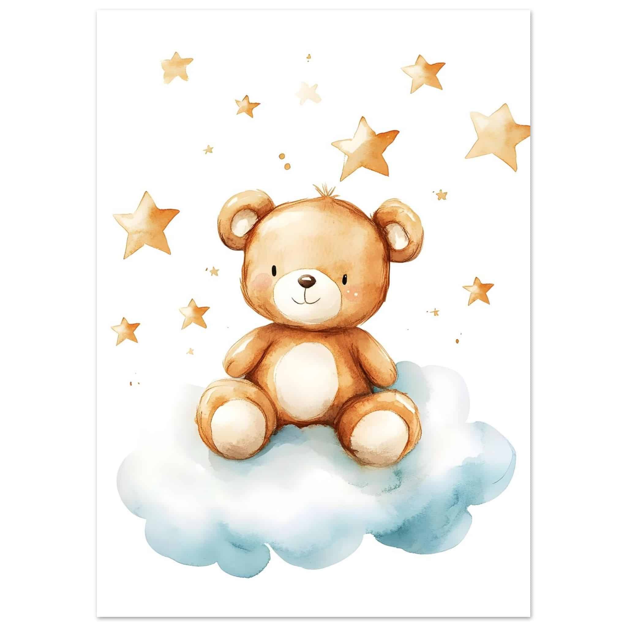 Artfulprints Poster Knuffelbeer in de sterren  - 50x70 cm - Bruin
