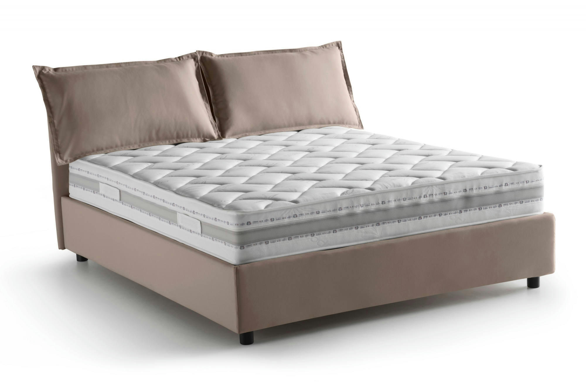 DMELOTT - Lit coffre 140x190 cm en tissu gris taupe