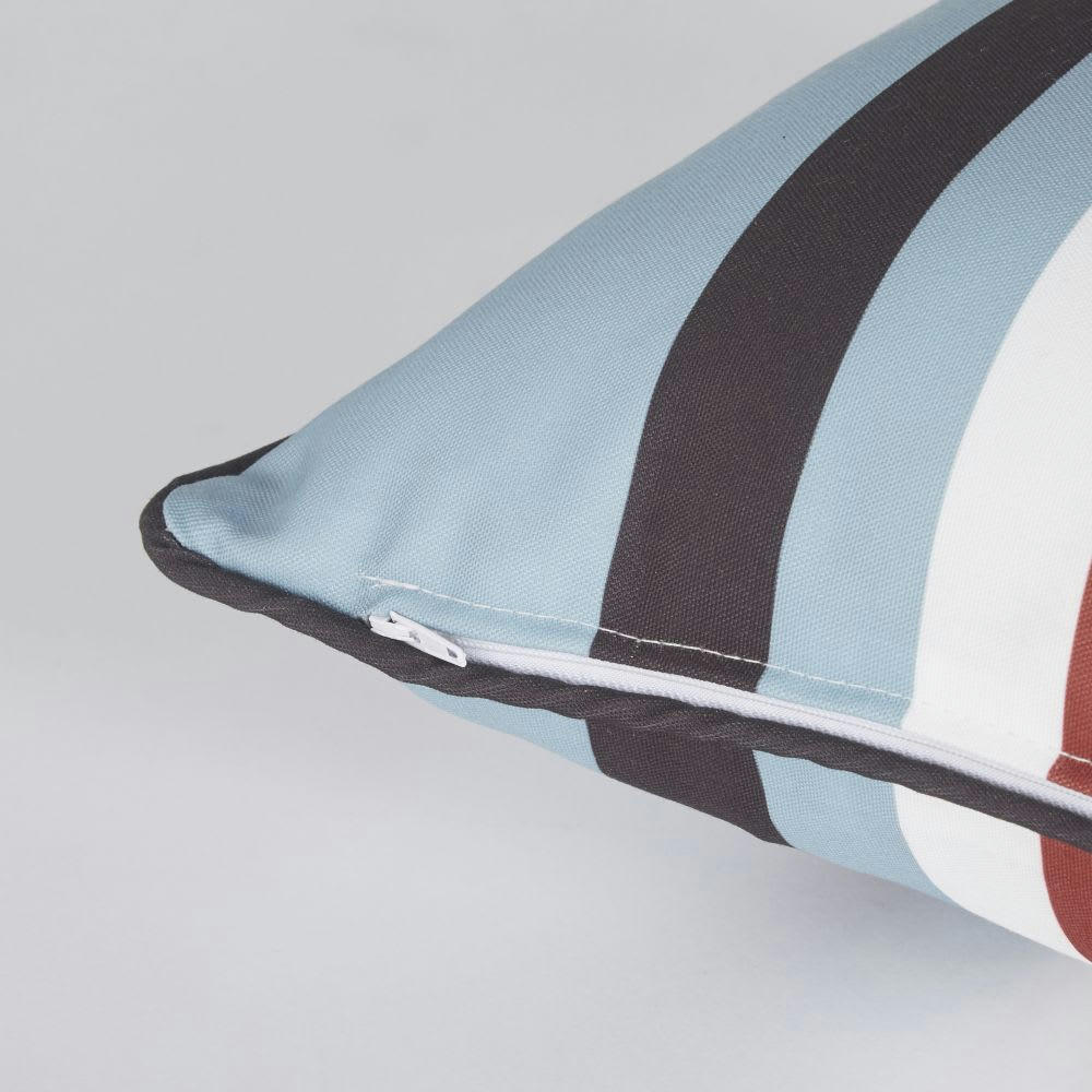 SHAWVILLE - Coussin motifs à rayures bleues, brique et écrues 30x50