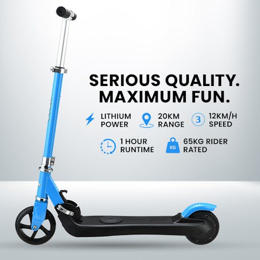 NNEMB Electric Scooter-Ages 5-11-Adjustable Height-Folding-Lithium Battery-Blue