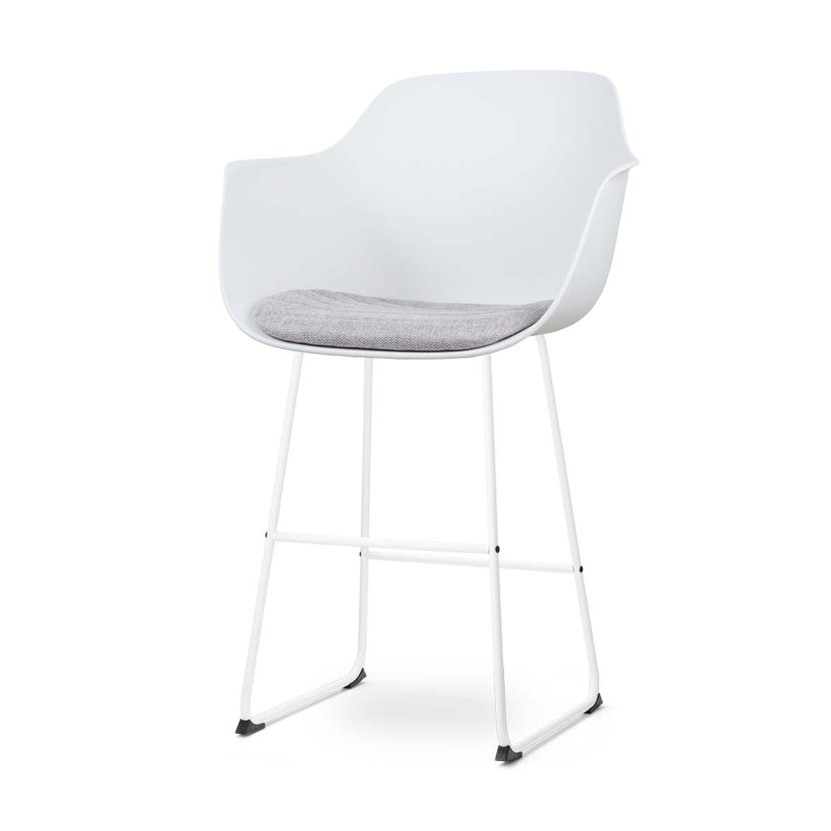 Nolon Nino-Liz Barkruk Wit - Lichtgrijs Kussen - Wit Frame - 75 cm