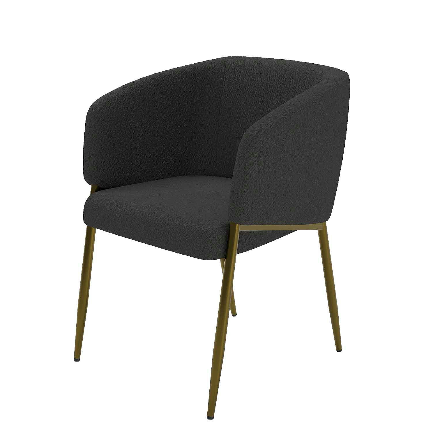 BASILE - Fauteuil de salle à manger bouclette gris foncé