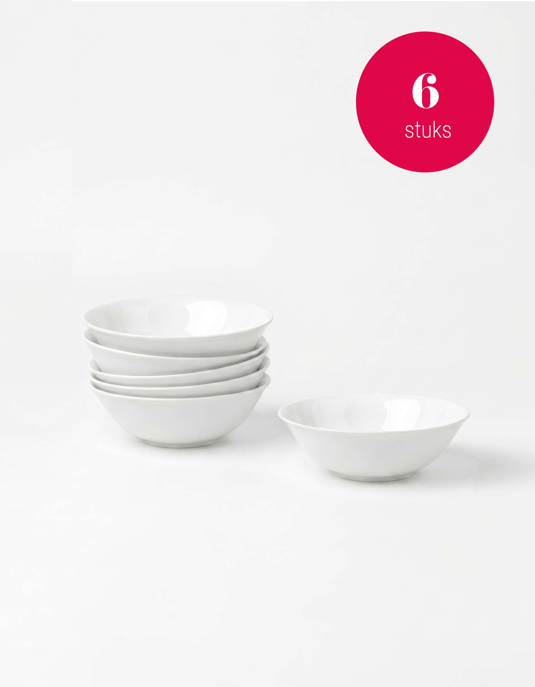 vtwonen - Ontbijtkommen - Wit - 15 cm - Set van 6