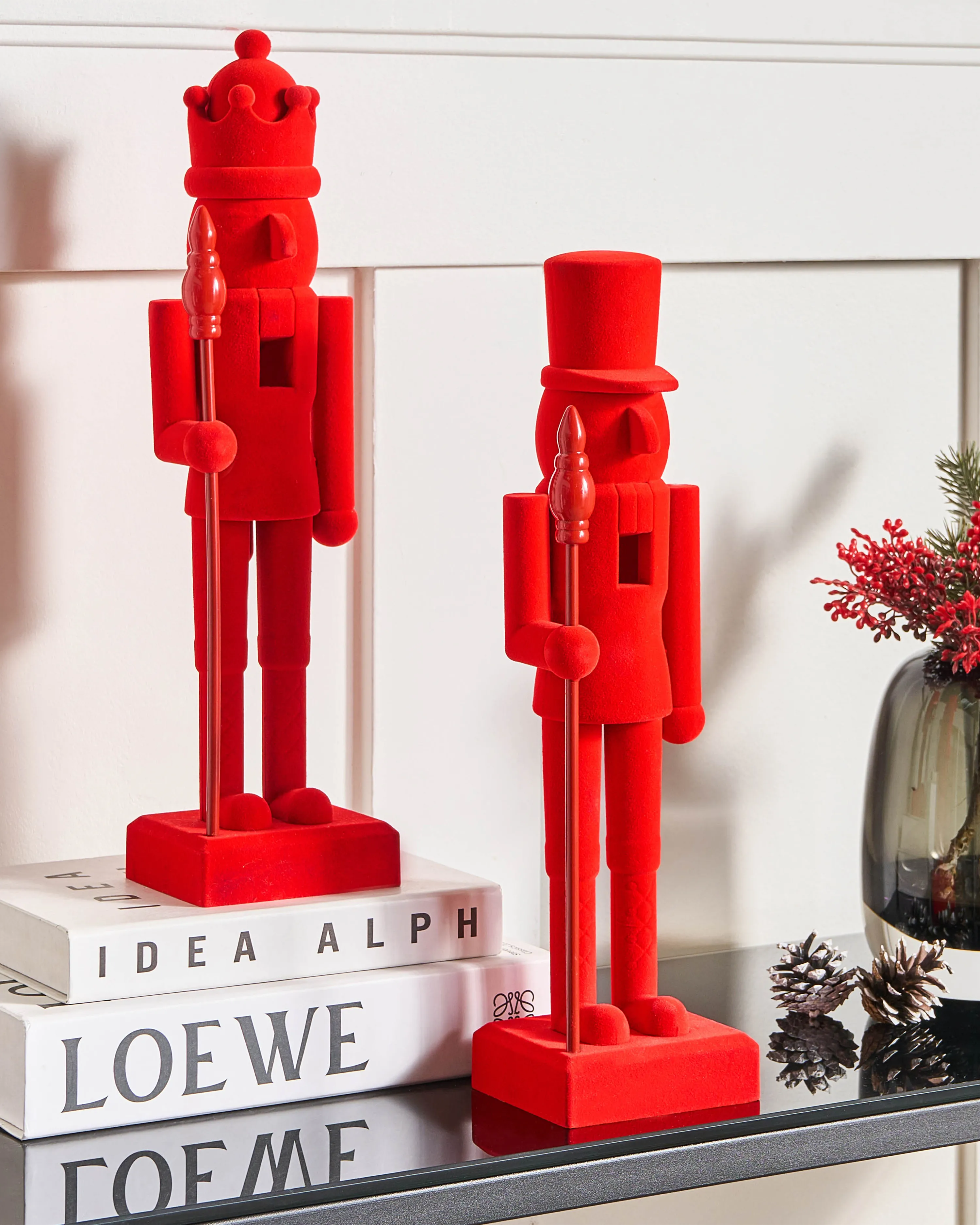 Set of 2 Figurines FLATEY Nutcracker 40 cm Red