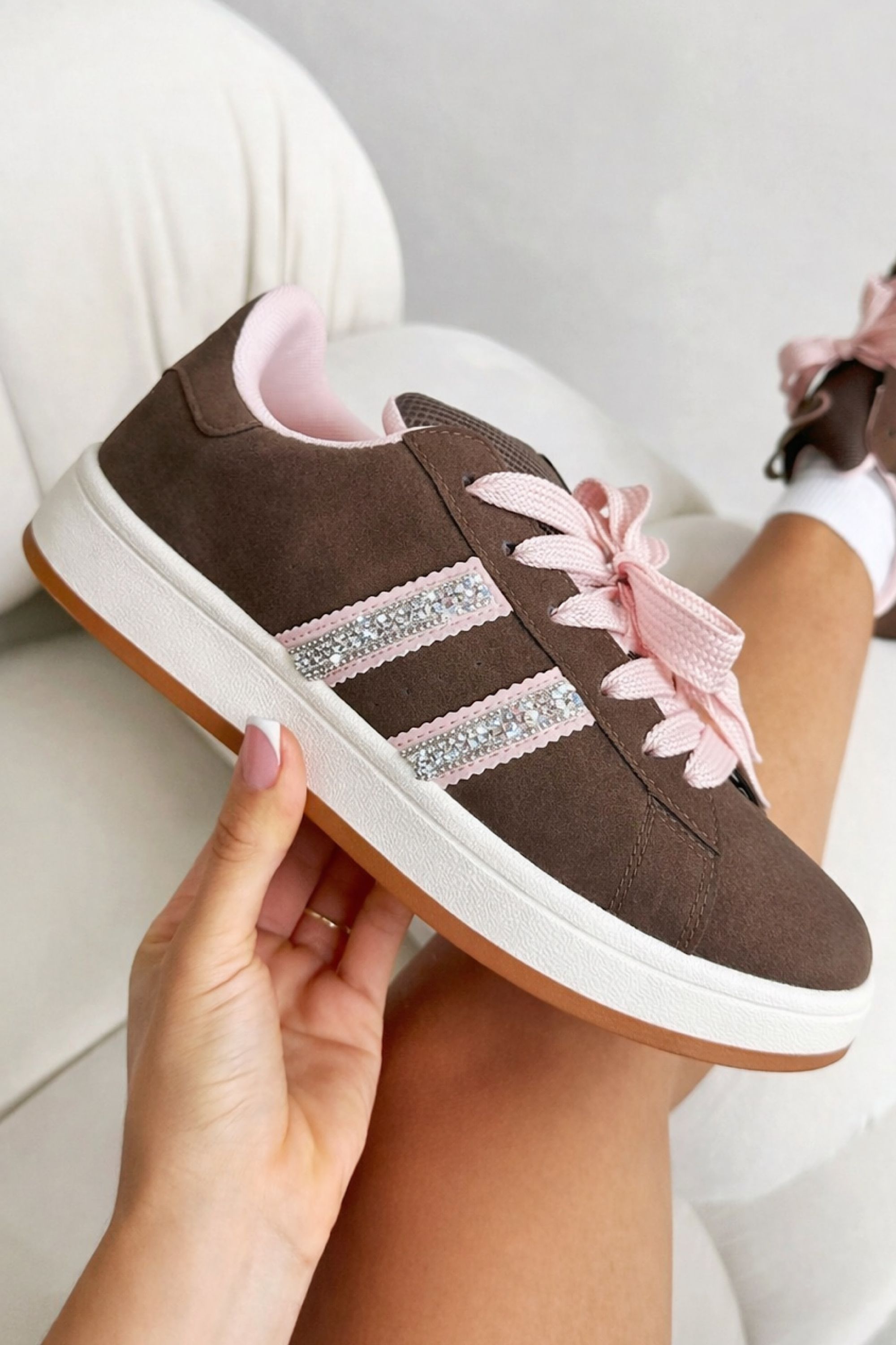 Love Lemonade Crystal Velvet Stripe Trainers