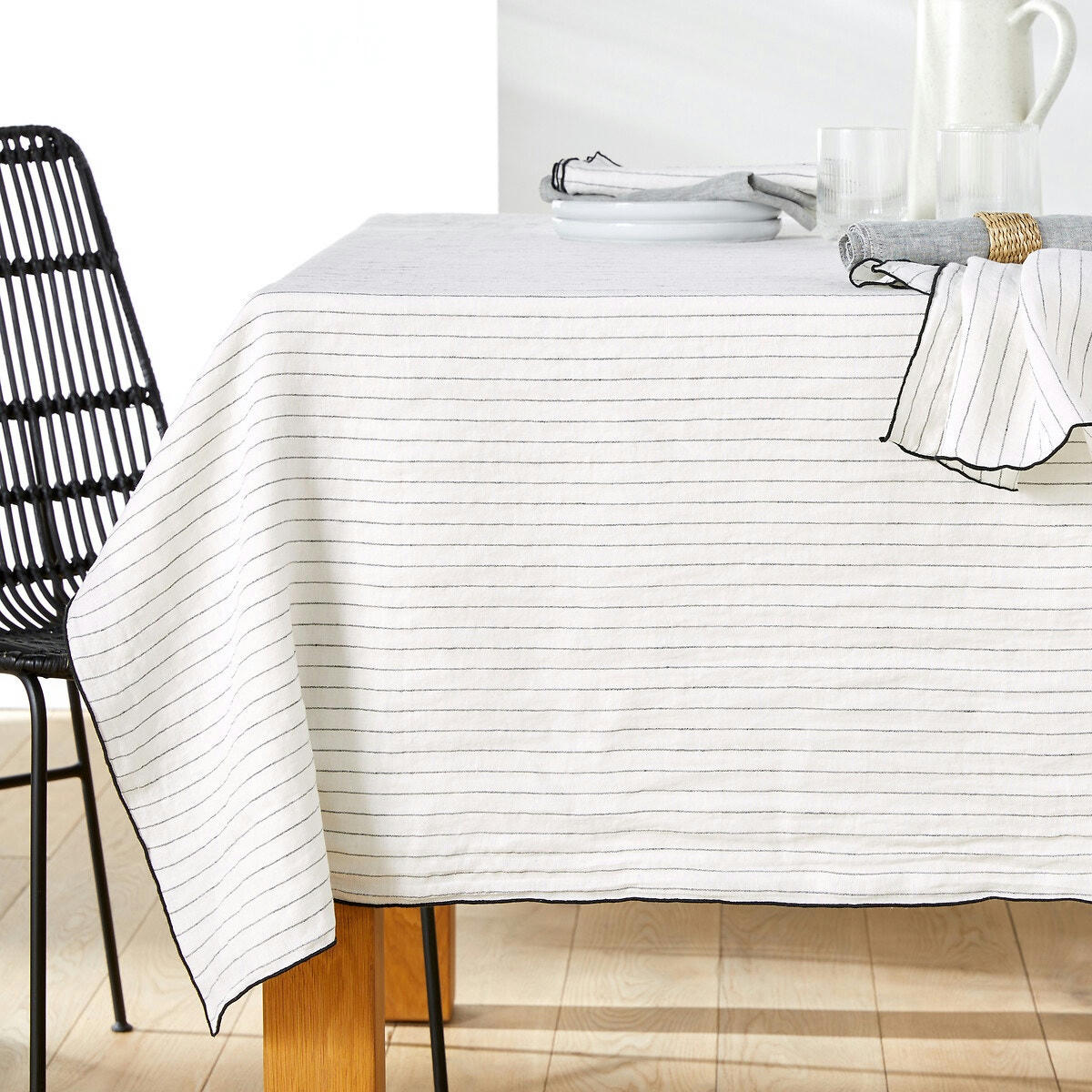 Nappe lin lavé rayures tissé teint, Victorine