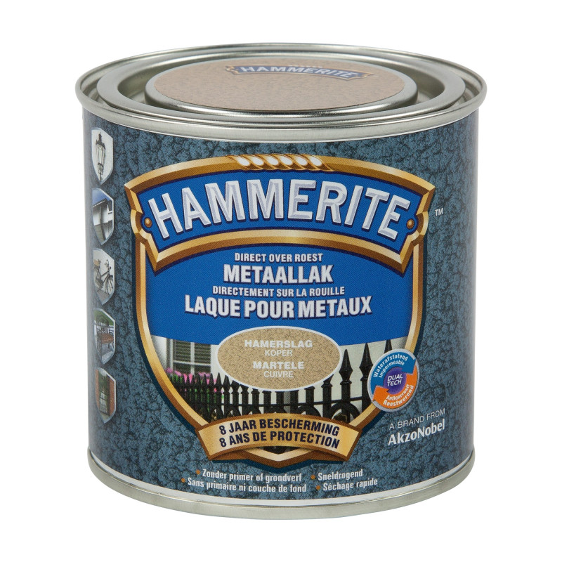 Laque antirouille pour métaux martelés cuivrée 0,25 L HAMMERITE