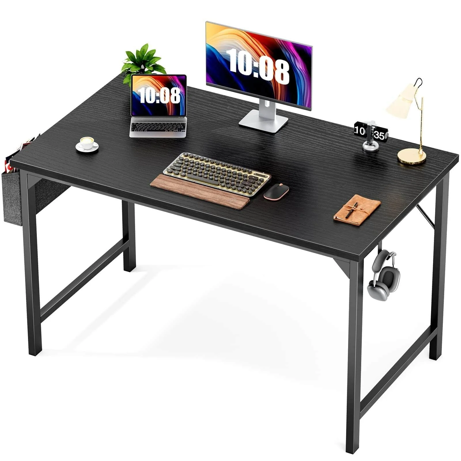 Metal Frame Work Writing Desk Home Office Desk with Storage, 40 Inch Computer Desk