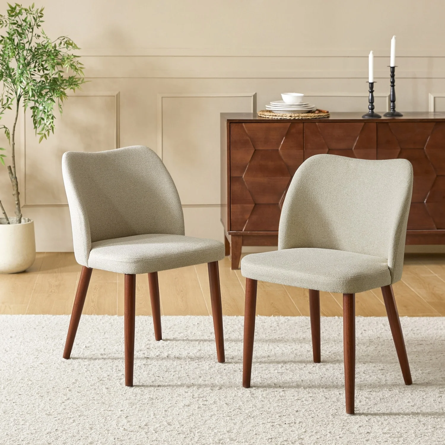 Melisa Upholstered Solid Wood Dining Chair Set of 2 by HULALA HOME