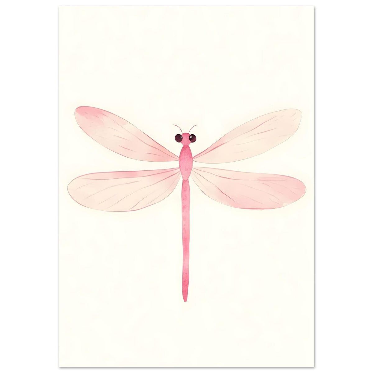Artfulprints Poster Roze libelle  - A4 21x29.7 cm - Roze