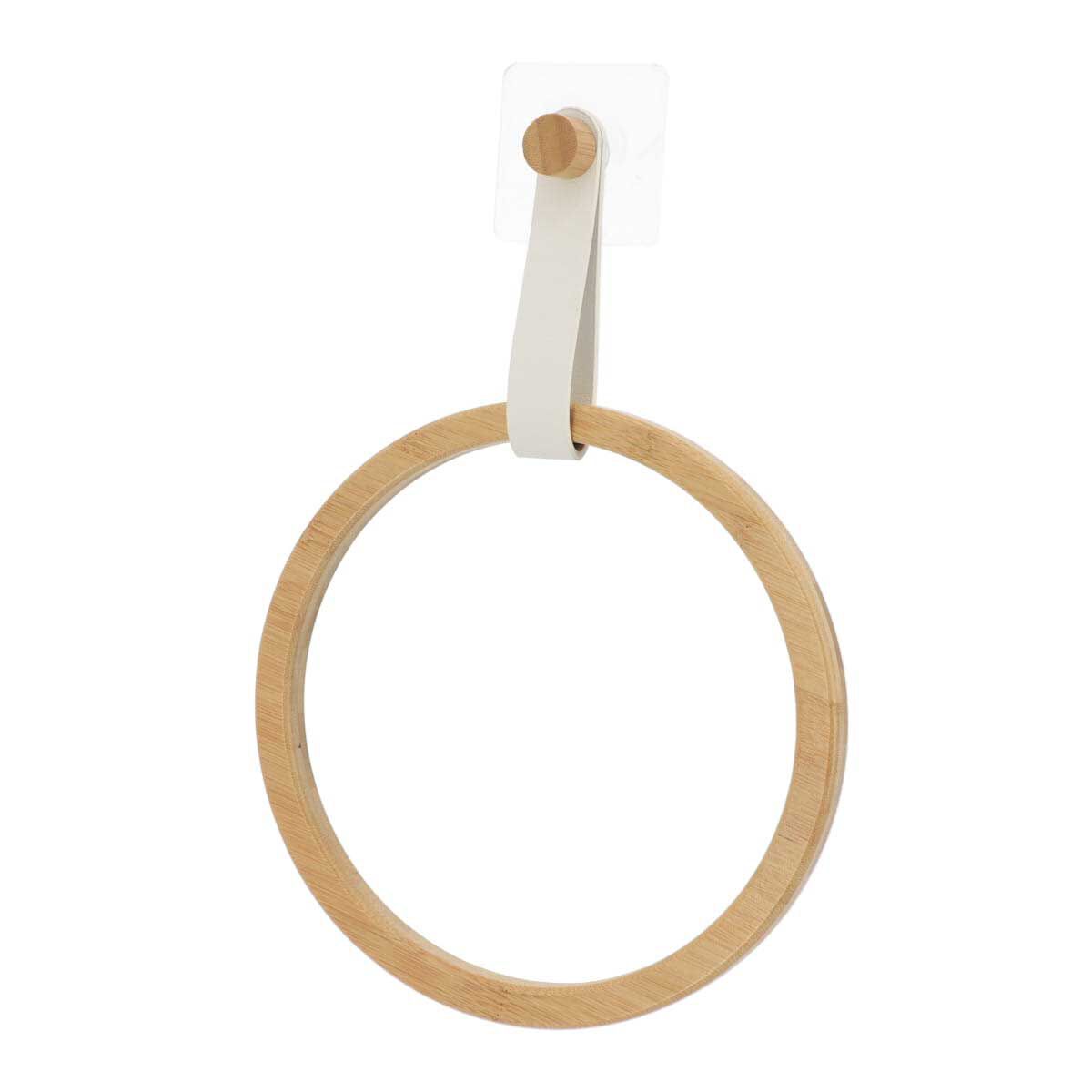 Toalheiro wc redondo em bambu com alça branca