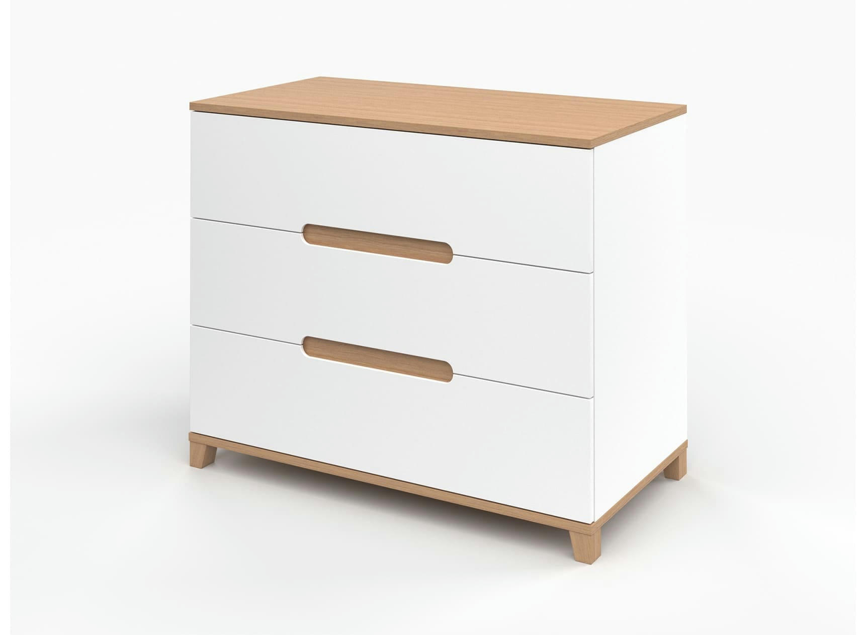 ALBI - Commode 3 tiroirs Blanc et Chêne