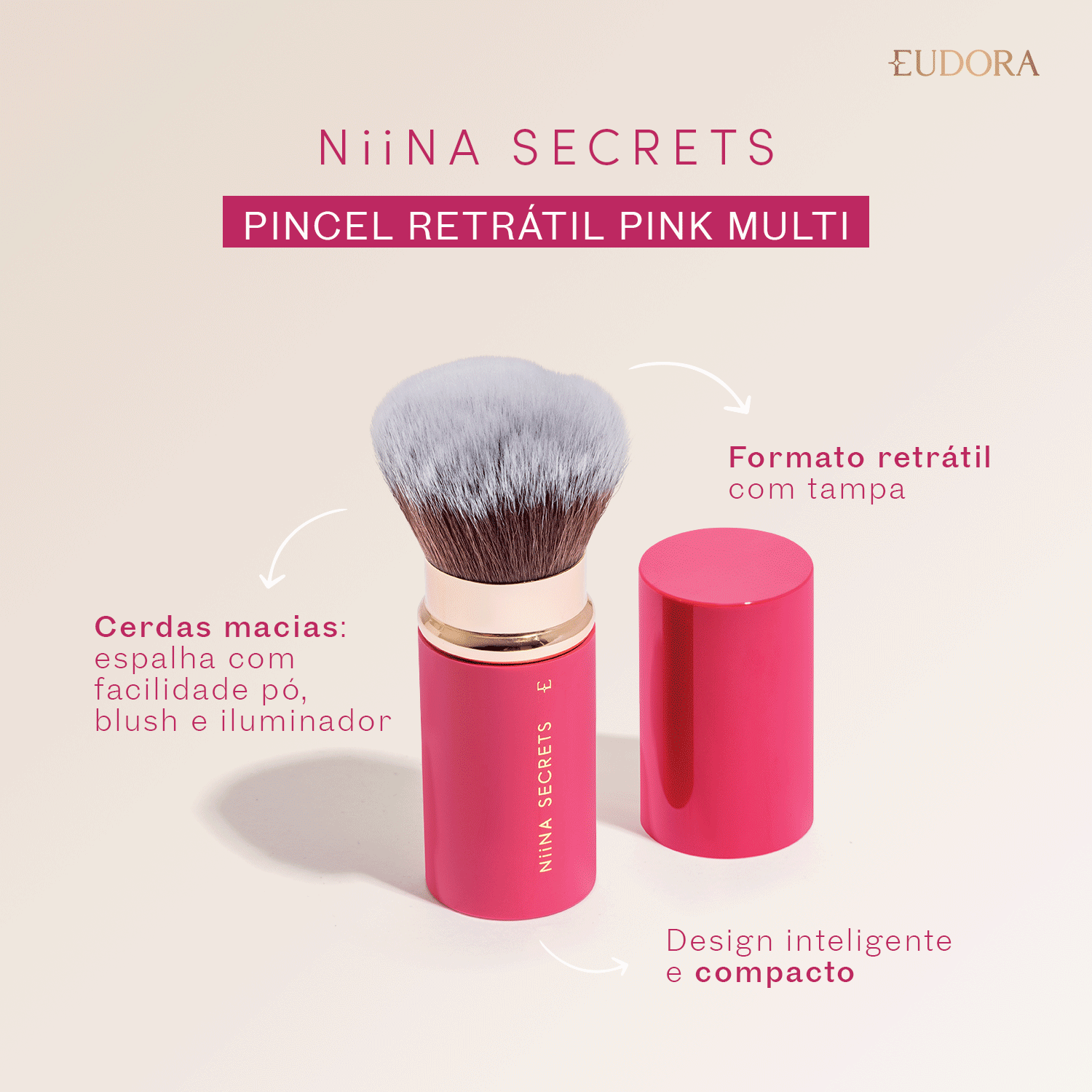 Pincel Retrátil Pink Multi Niina Secrets