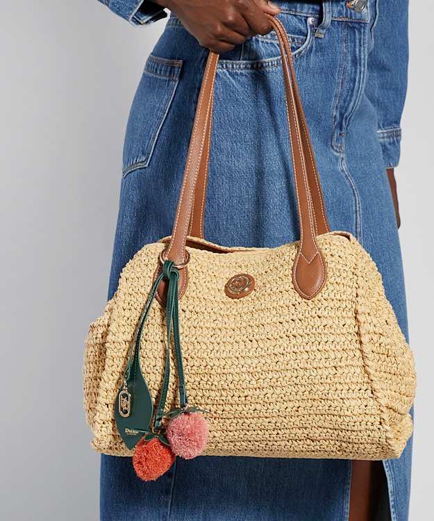 Devotedly Natural - Raffia Charm-Detail Tote Bag