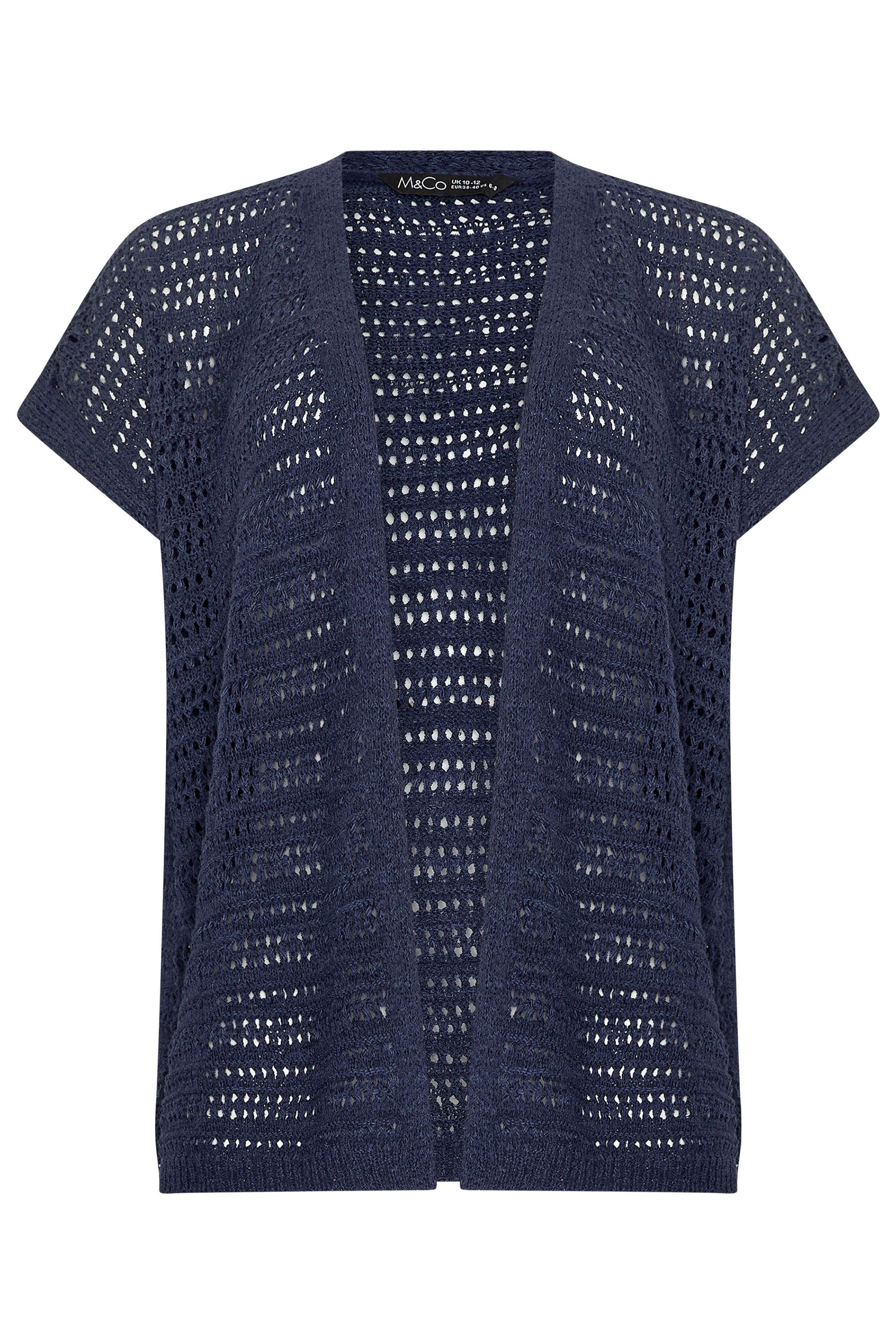 M&Co Short Sleeve Tape Knit Cardigan