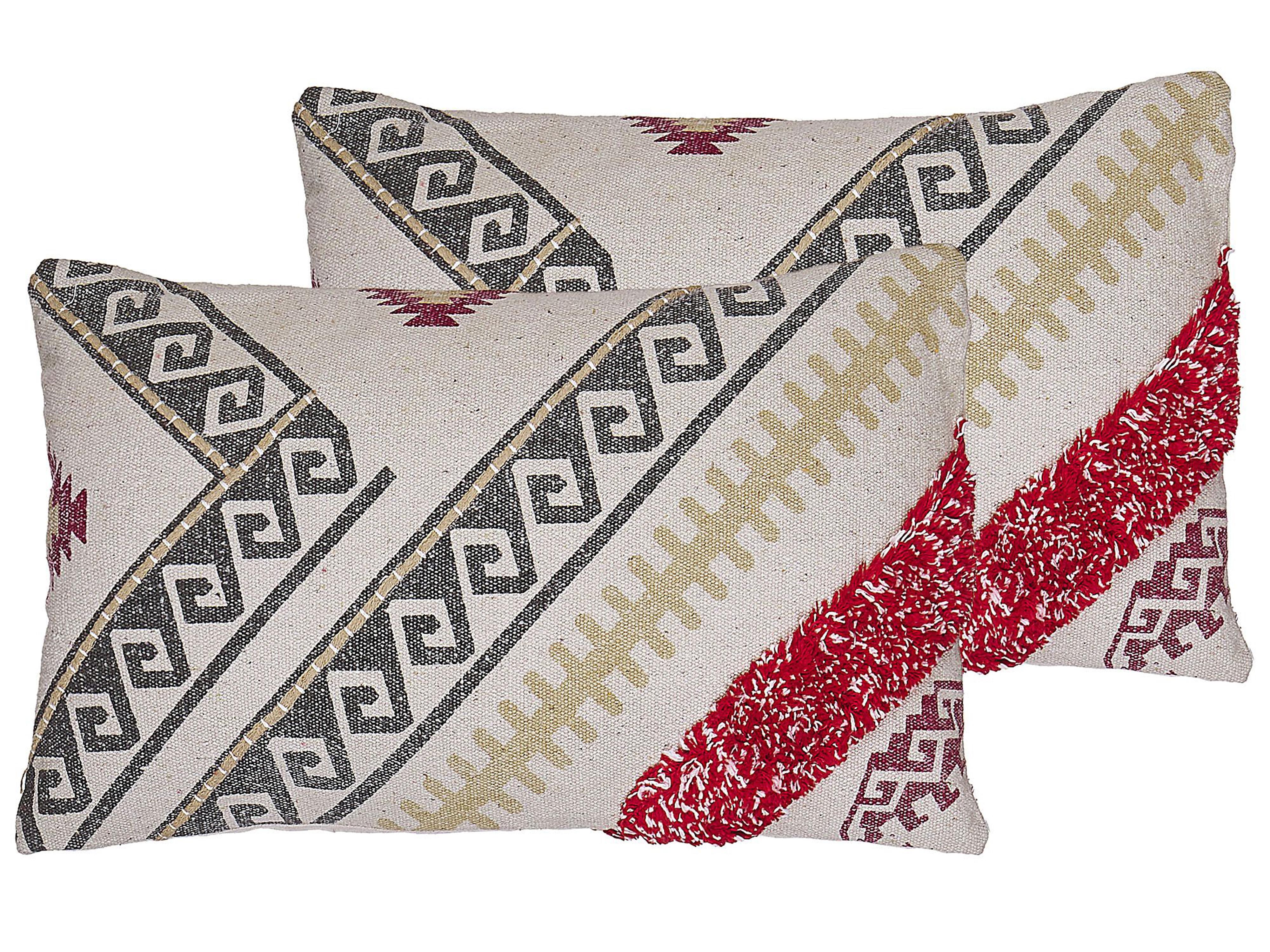 Throw Cushion BETULA Cotton 30 x 50 cm Beige Geometric Pattern