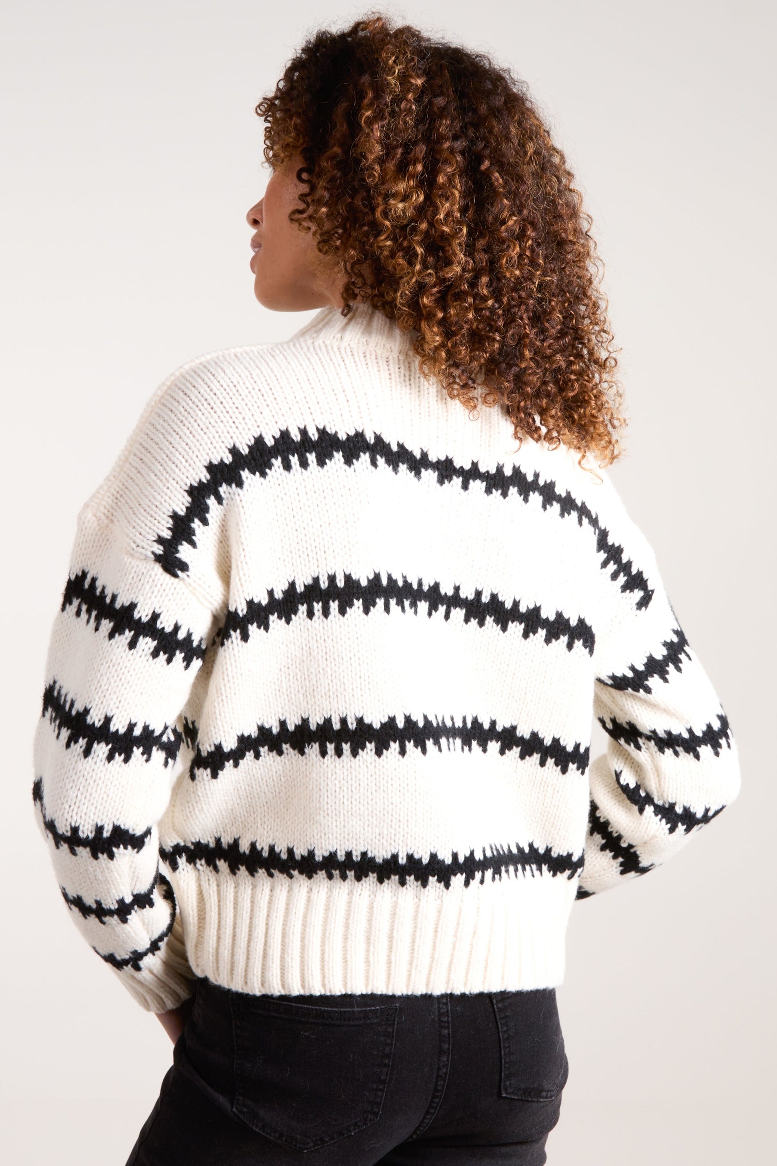 Blue Vanilla Ivory Abstract Stripe Jumper