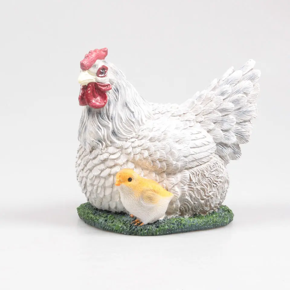 Farmwood Kip tuin beeldje - binnen/buiten - 19 cm