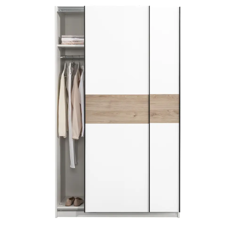 Schuifdeurkast Genua - wit/eikenkleur - 204x122x60 cm