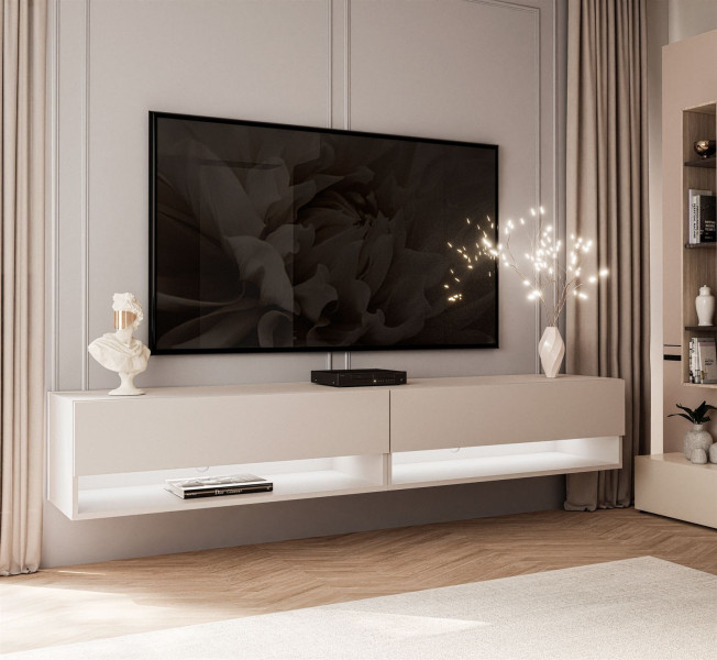 Szafka RTV CALANTE 180 cm z led podwieszana kaszmir