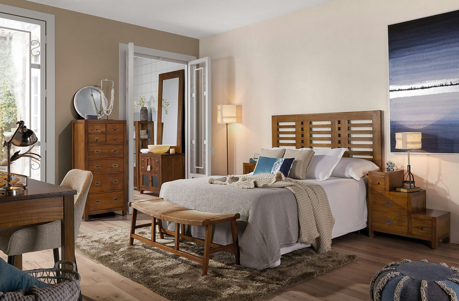 STAR - Tête de lit en bois de mindi marron L165