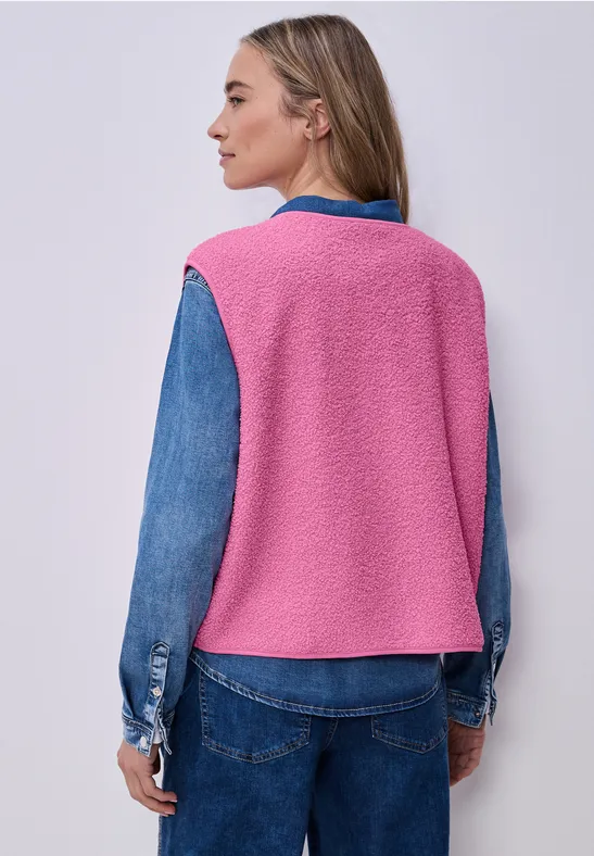 Weste mit V-Neck aus Teddy-Material