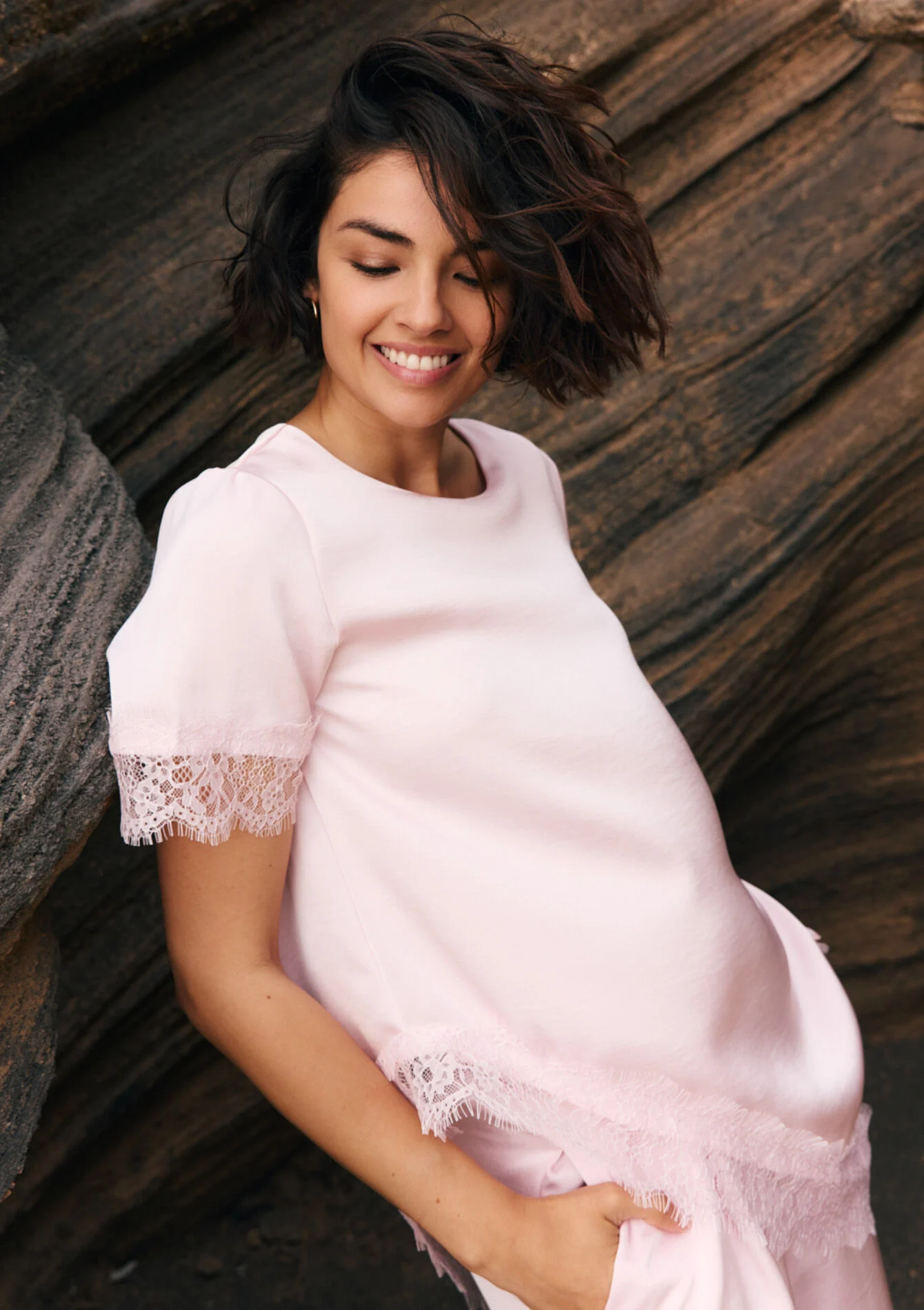 Asymmetrische satijnen blouse