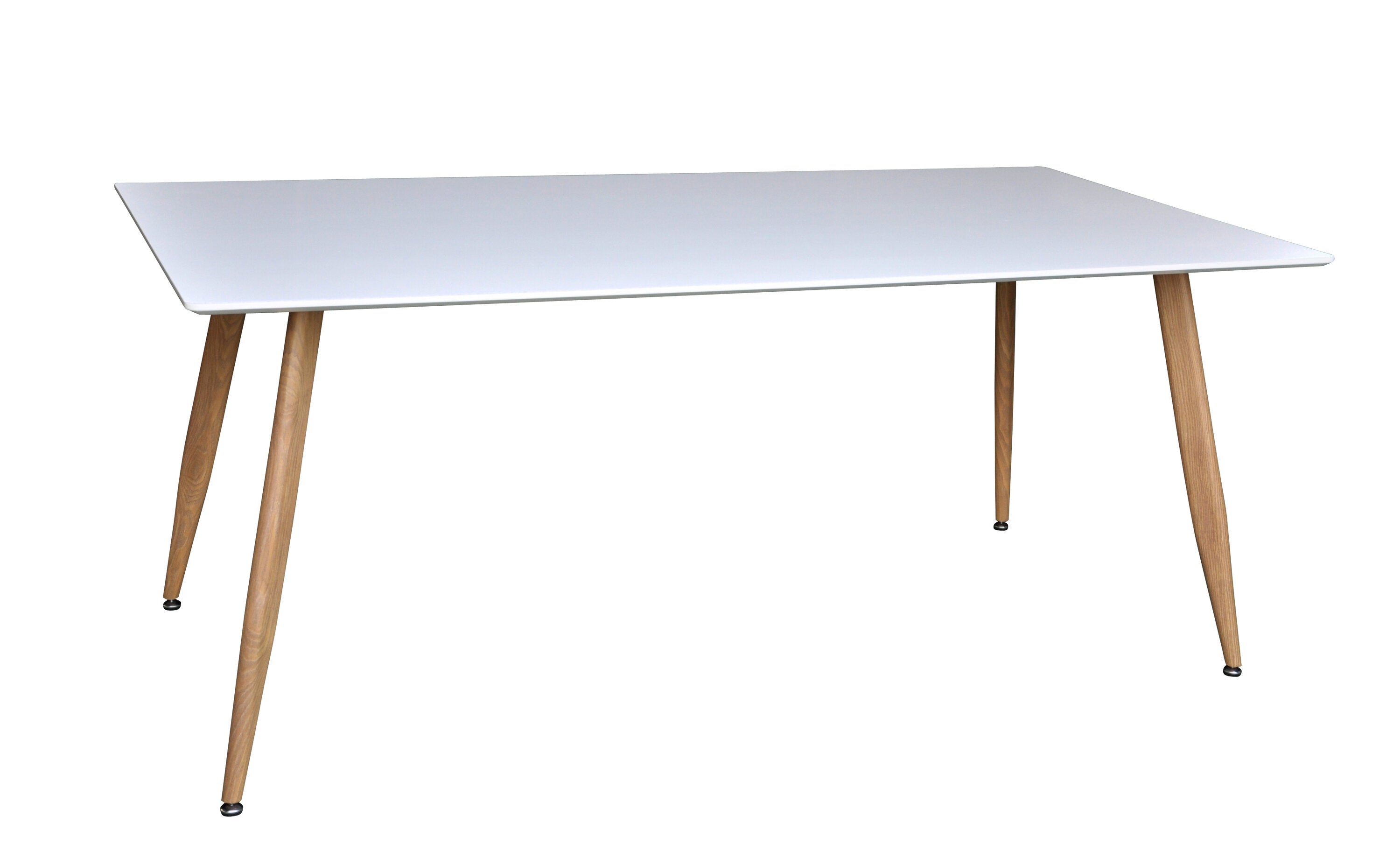 BRAM Eetkamertafel Hakaro - 180x90 cm - Wit met eiken poten