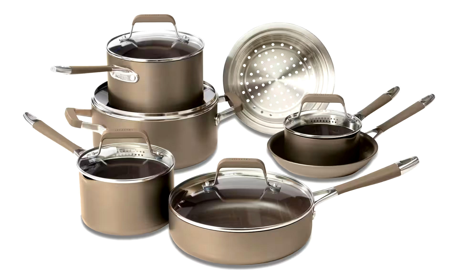 PADERNO Classic Cookware Set, Non-Stick, PFOA-Free, Oven Safe, Champagne Bronze, 12-pc