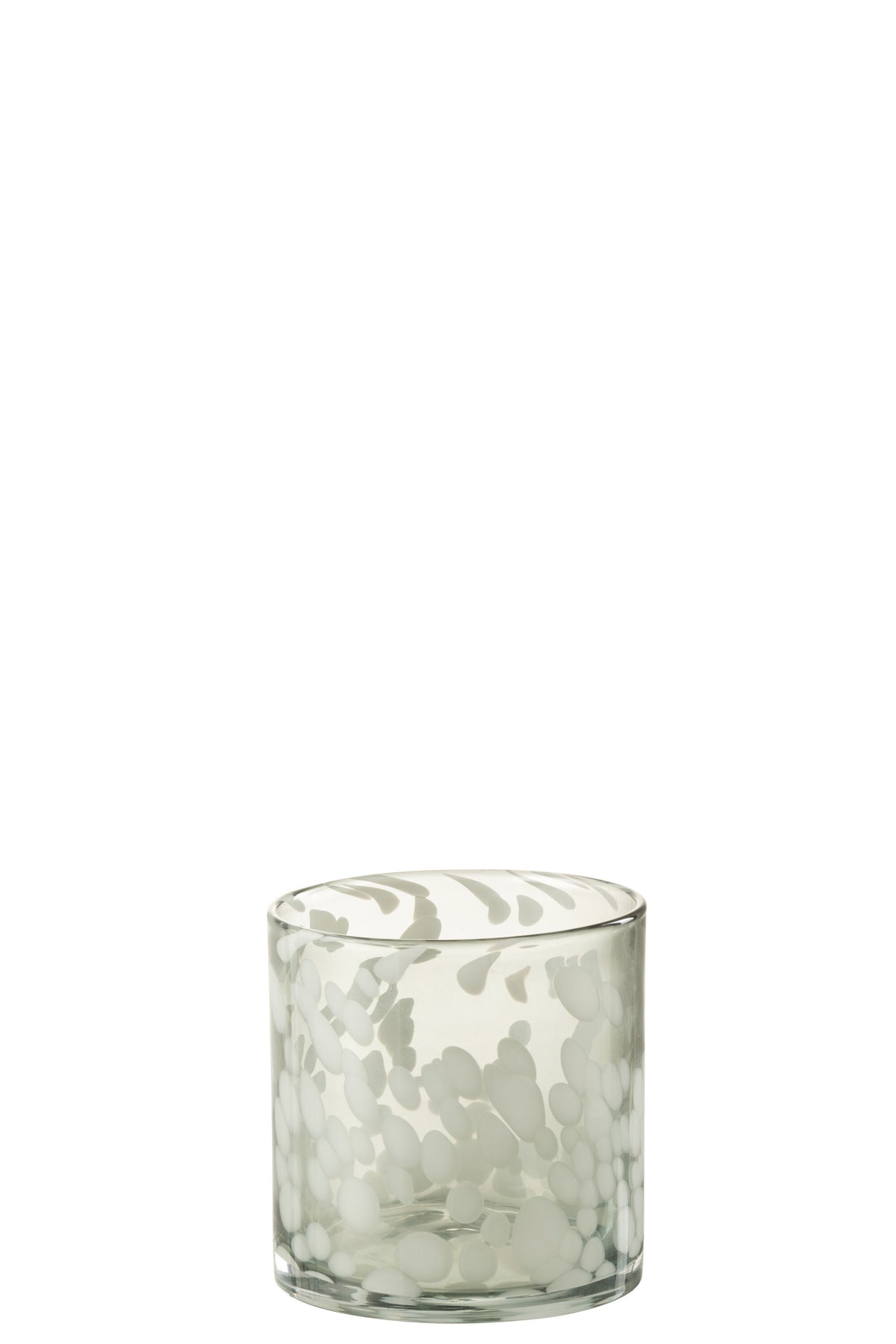 J-Line windlicht Spikkel - glas - grijs/wit - small