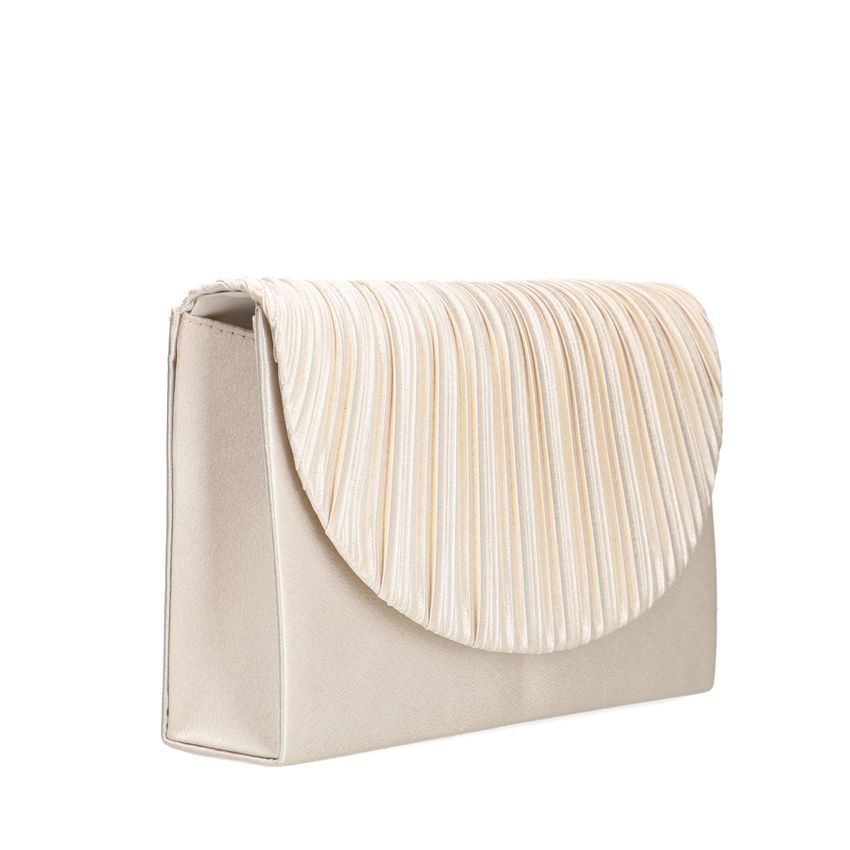 Manfield Beige clutch met gouden glitters