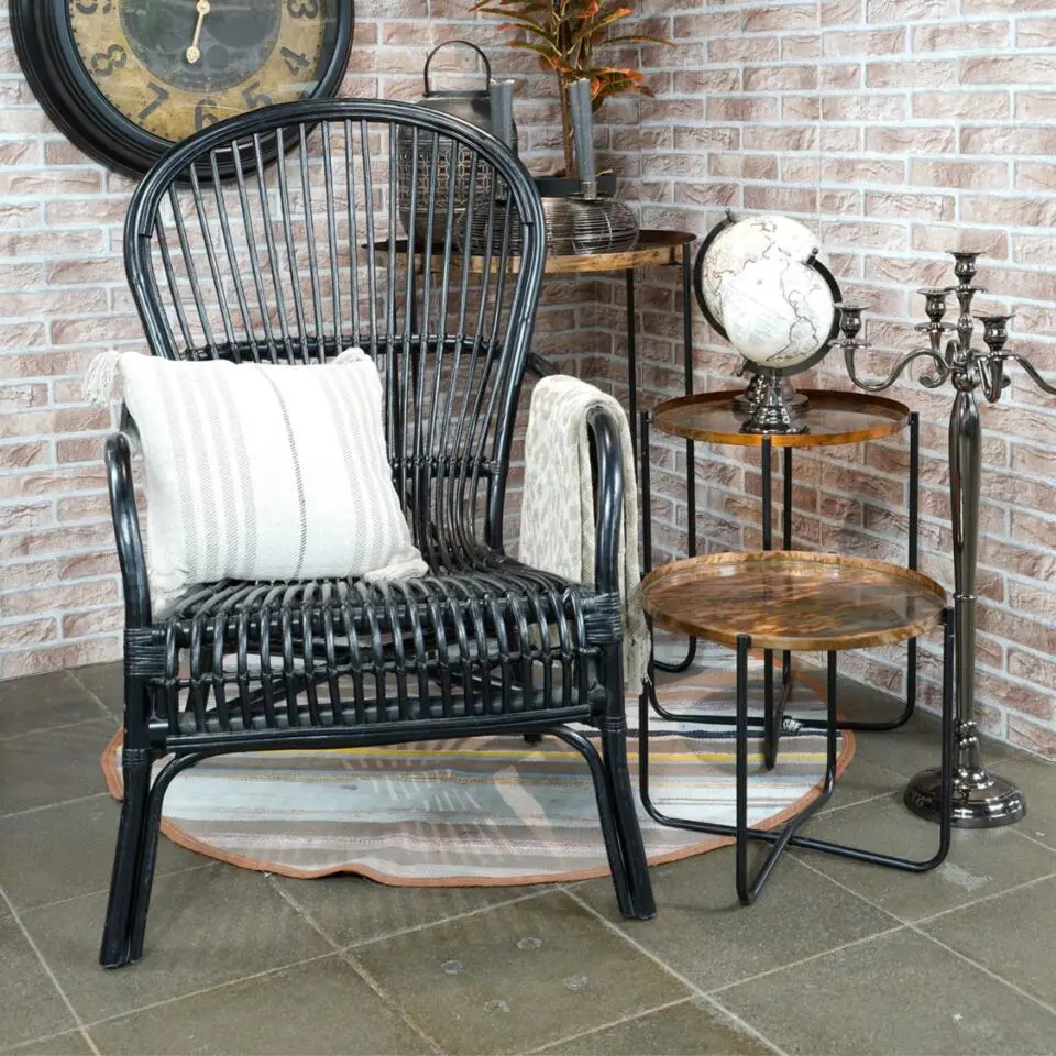 Les - Nonna loungestoel rotan zwart