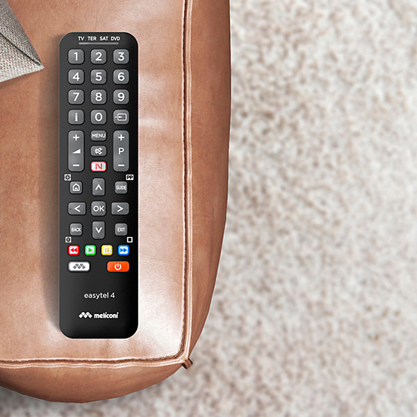 Meliconi - Télécommande universelle EASYTEL 4 pour 4 appareils TV, SAT, TNT, DVD, BOX - 100% fonctions d'origine - Touche Netflix