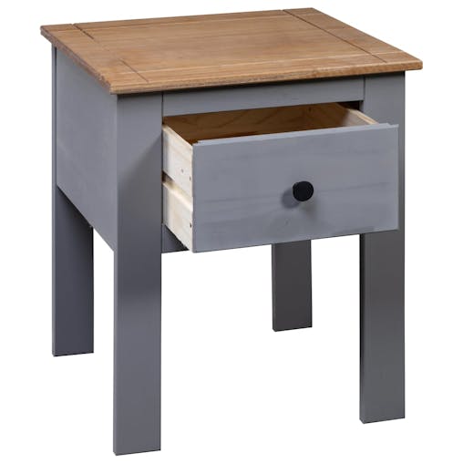 NNEVL Bedside Cabinet Grey 46x40x57 cm Pine Panama Range