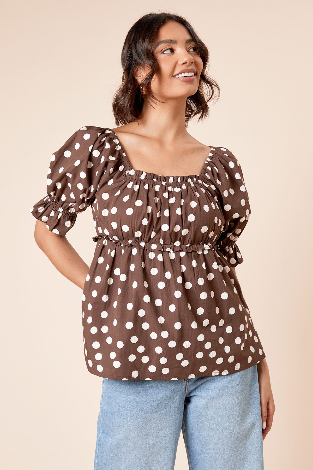 Dorothy Perkins Spot Square Neck Poplin Blouse