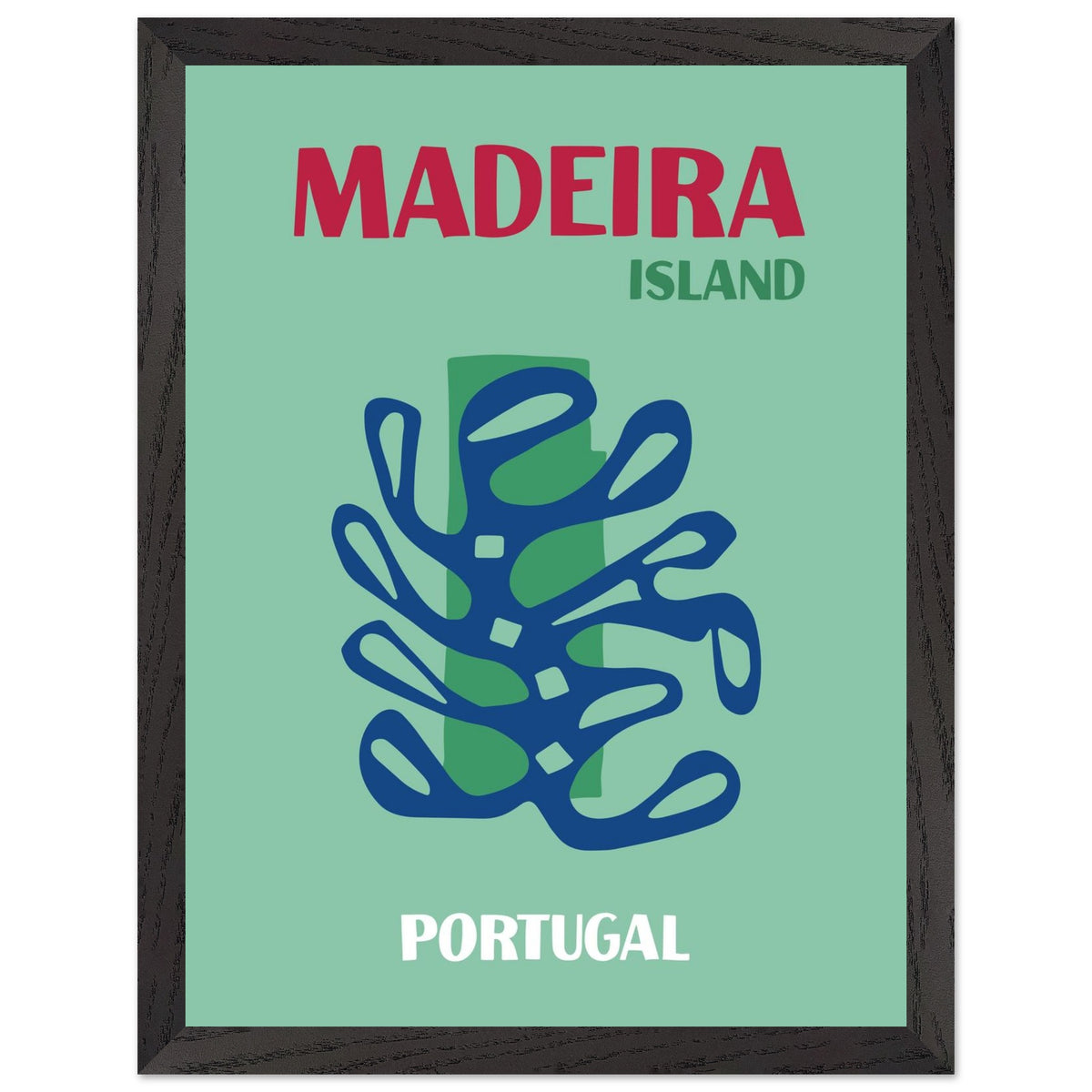 Artfulprints Poster met Lijst Portugal - Madeira  - 30x40 cm - Groen