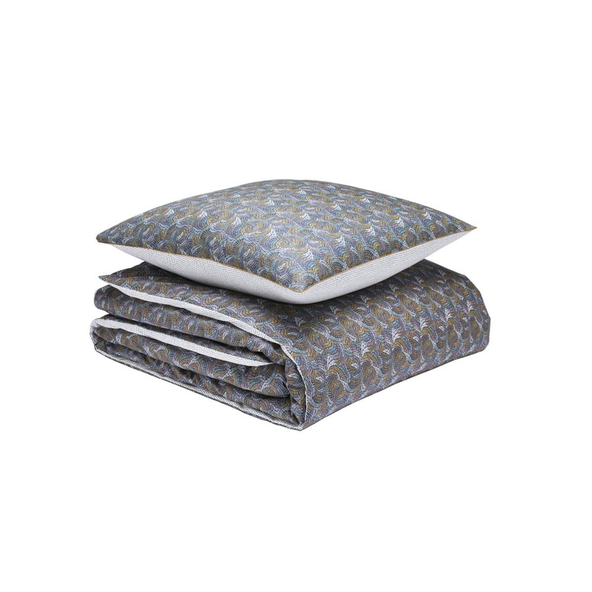 TALISMAN - Parure de lit en percale de coton bleu 140x200
