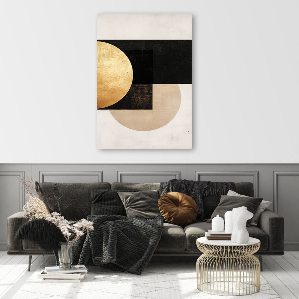 Feeby Obraz na płótnie, Abstrakcja Geometryczna Szaro Zlota 40x60