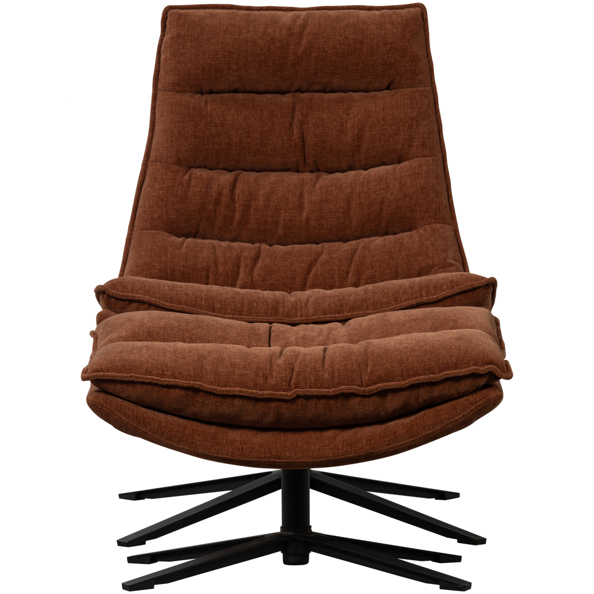 WOOOD draaifauteuil met hocker Kube - Chenille stof - Bruin