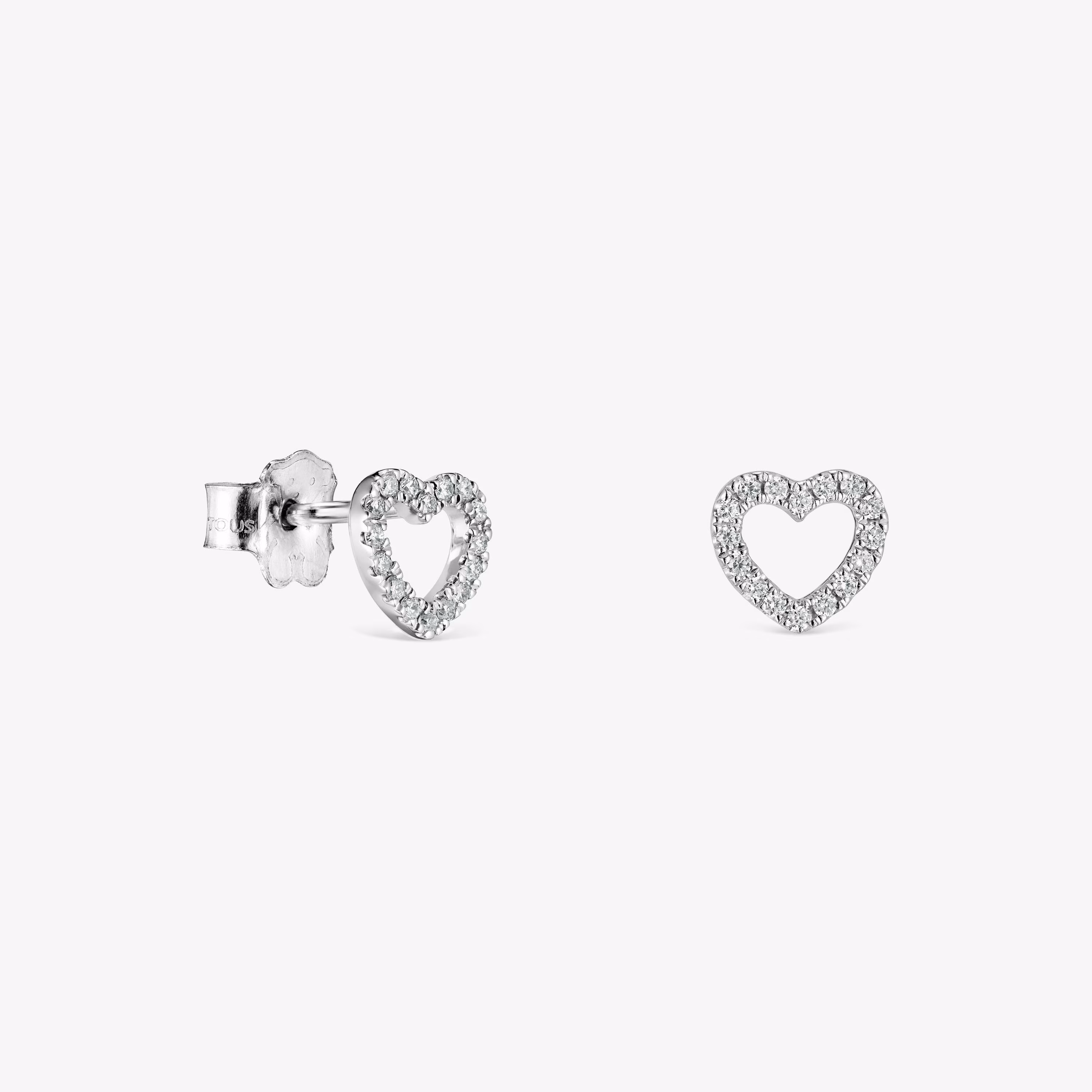 Pendientes corazón de oro blanco con diamantes Les Classiques