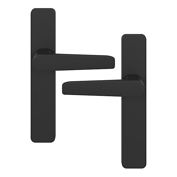 Ensemble poignée sur plaque rectangulaire GoodHome Kerver effet nickel mat noir L.128mm x l.42mm entraxe 165-195mm