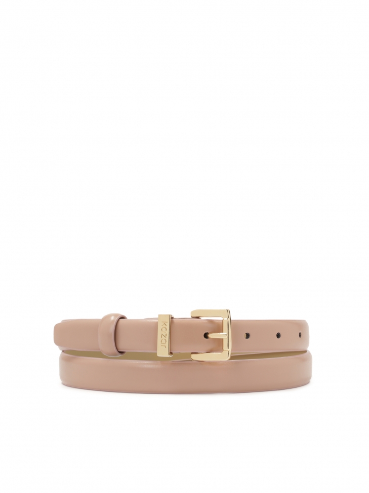 Narrow light pink leather belt
