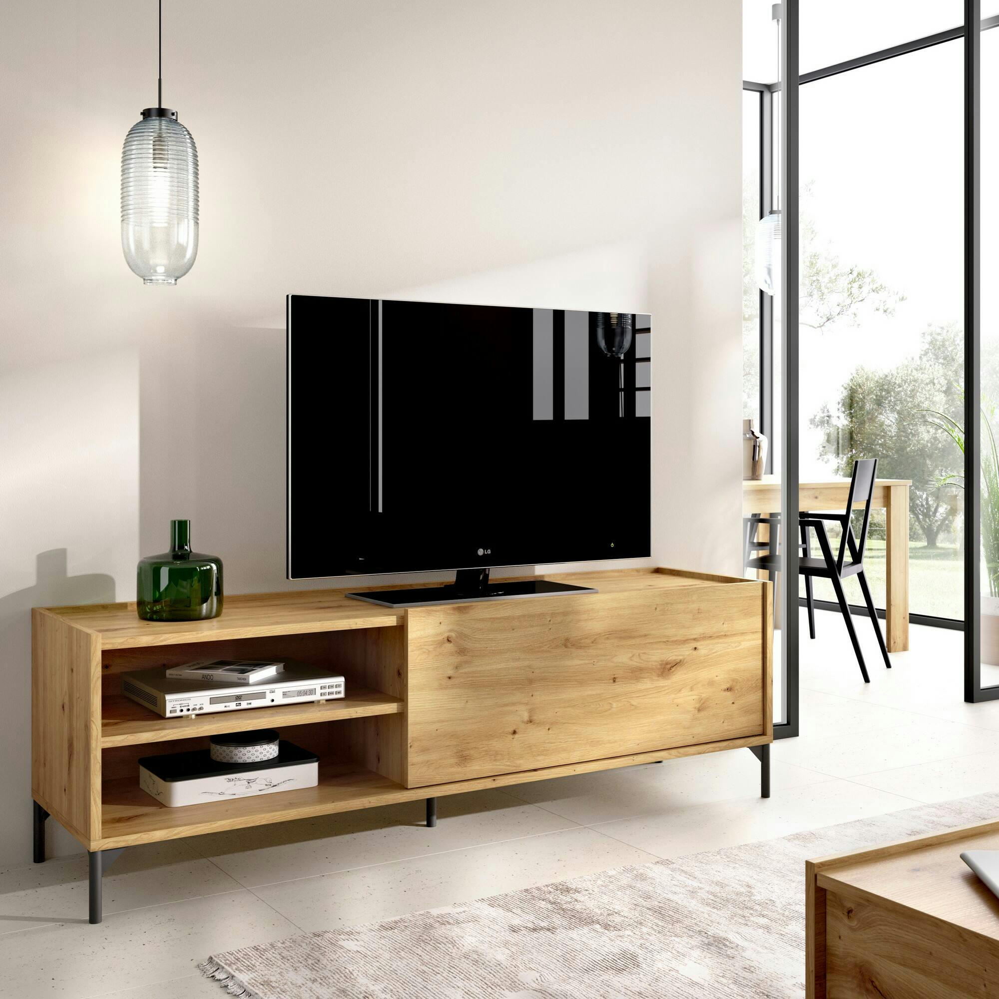DACERBI - Meuble TV effet bois chêne noueux