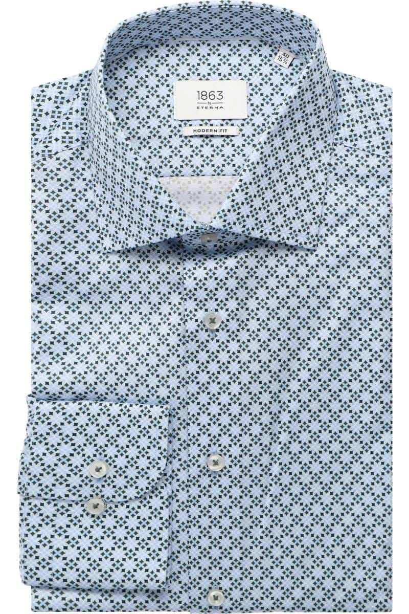 ETERNA 1863 Modern Fit Hemd mittelblau, Bedruckt