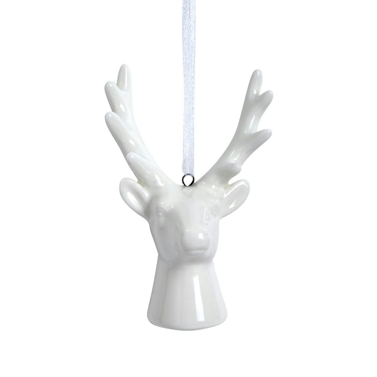 NOËL - Suspension renne en grès blanche H7