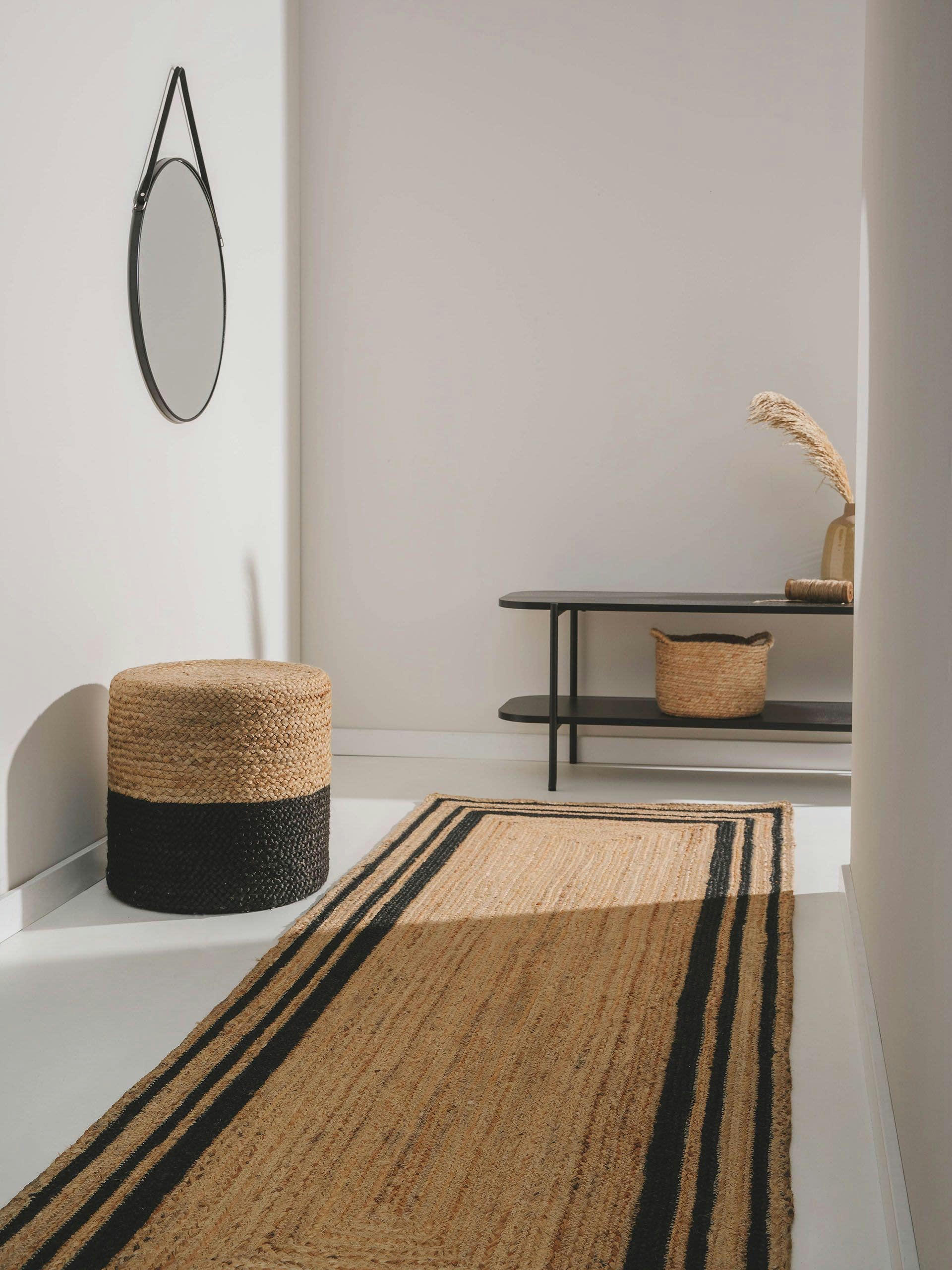 JUTTA - Tapis de jute noir 70x200