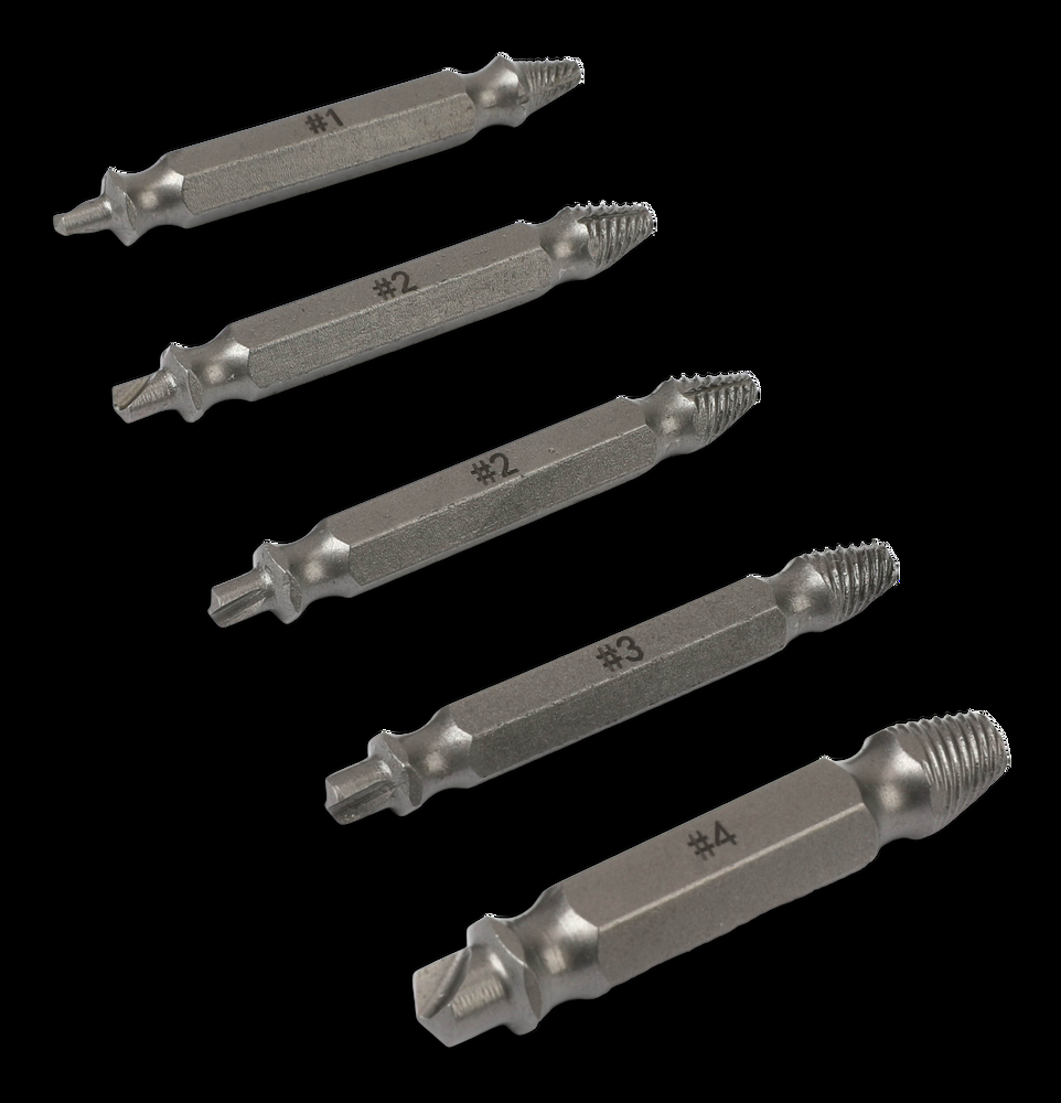 Mastercraft Screw Extractor Set with Storage Case, Medium, 5-pc