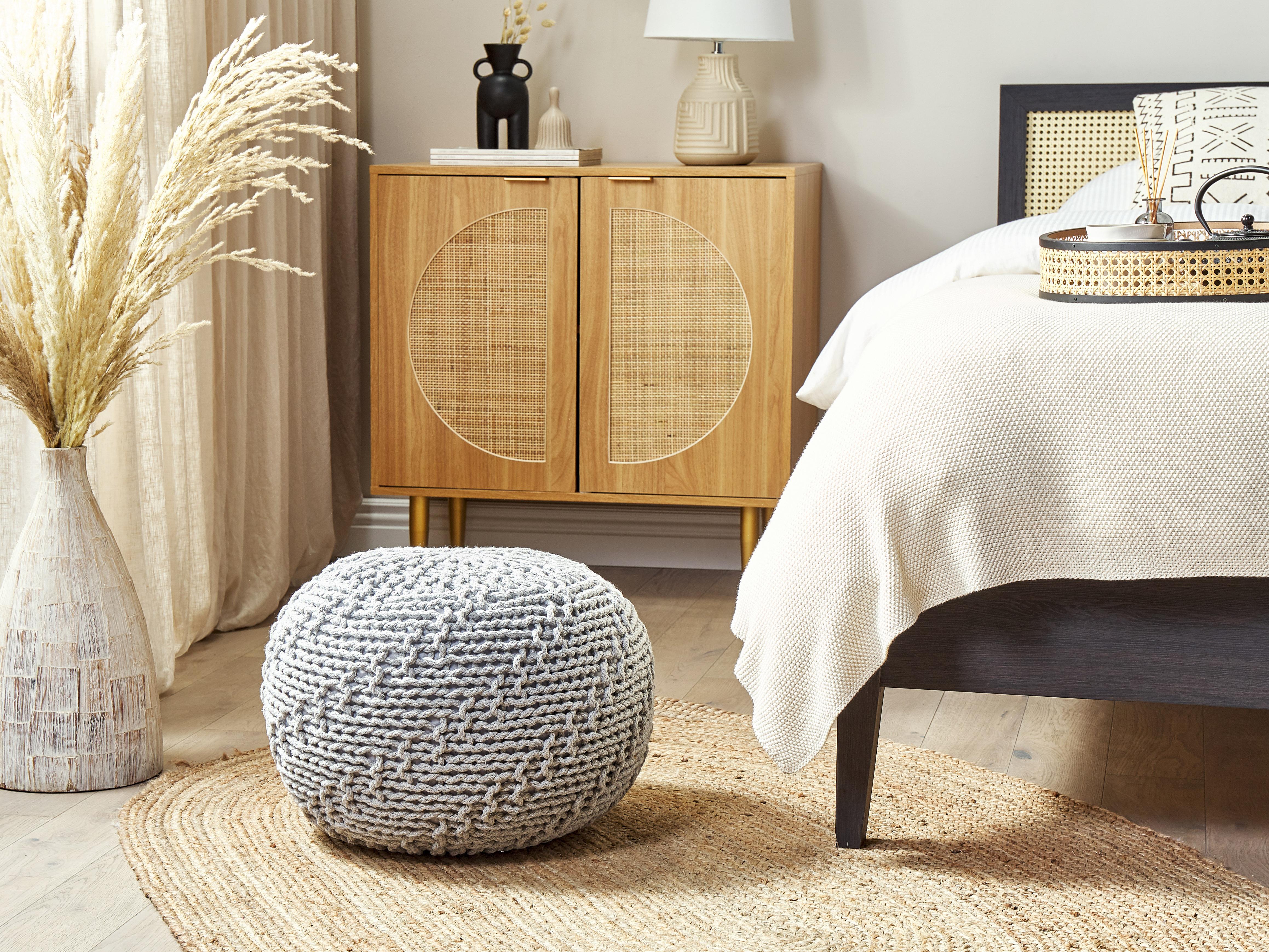 Pouffe PRIENE Cotton Light Grey