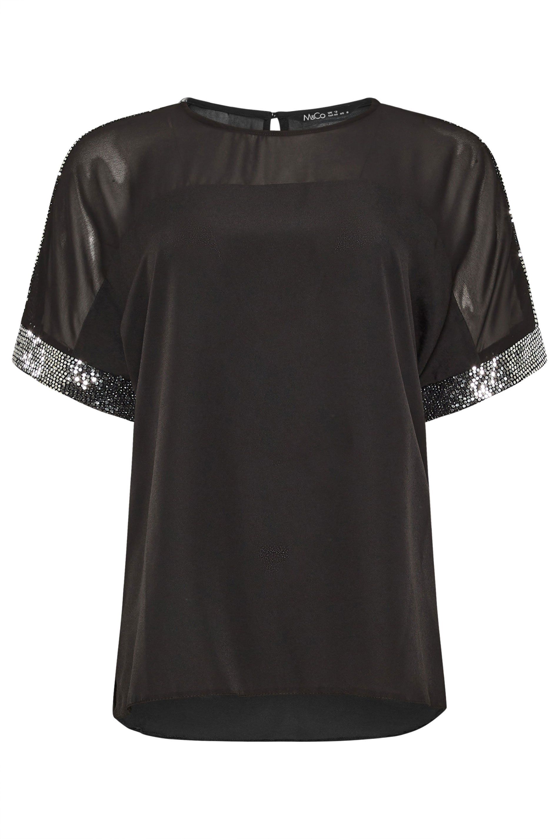M&Co Sequin Trim Blouse